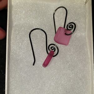 Handmade, pink sea glass earrings, brand new.